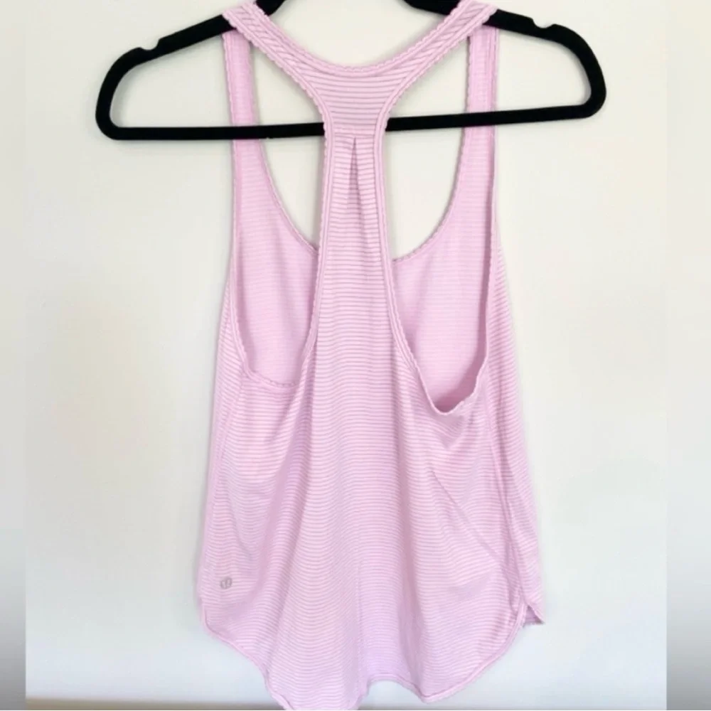 Lululemon Love Tank Pleated Pink With Gray Stripes Racerback